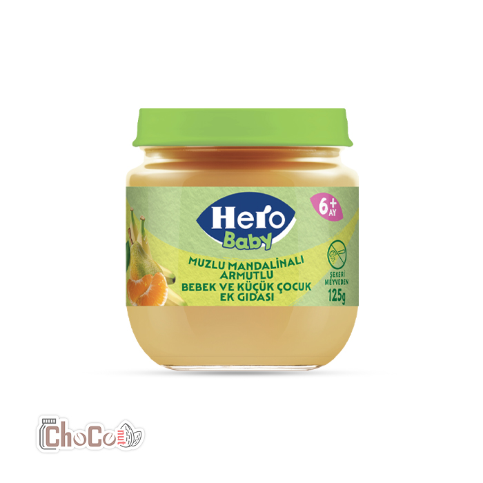 پوره میوه هیرو طعم موز، نارنگی و گلابی +6ماه | Hero baby