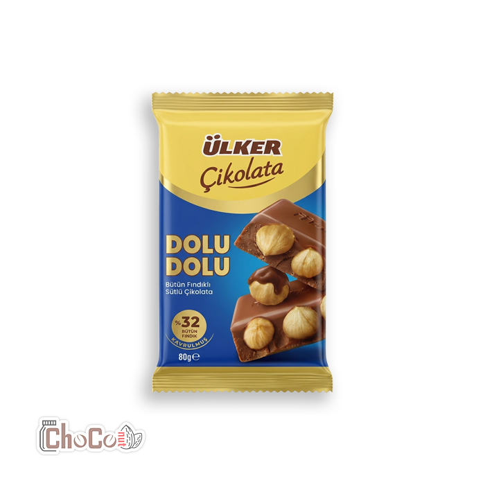 شکلات تخته ای اولکر با مغز فندق 80 گرم | Ulker Dolu Dolu