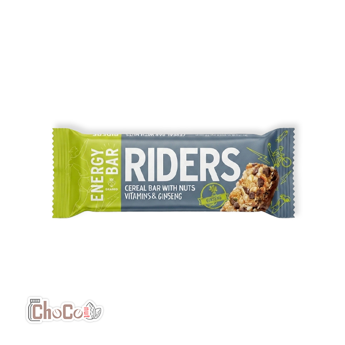 انرژی بار رایدرز با مغزهای مختلف، ویتامین و جنسینگ 40گرم | Riders Energy Bar