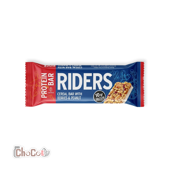 پروتئین بار رایدرز با طعم توت های قرمز و بادام زمینی 50گرم | Riders Protein Bar